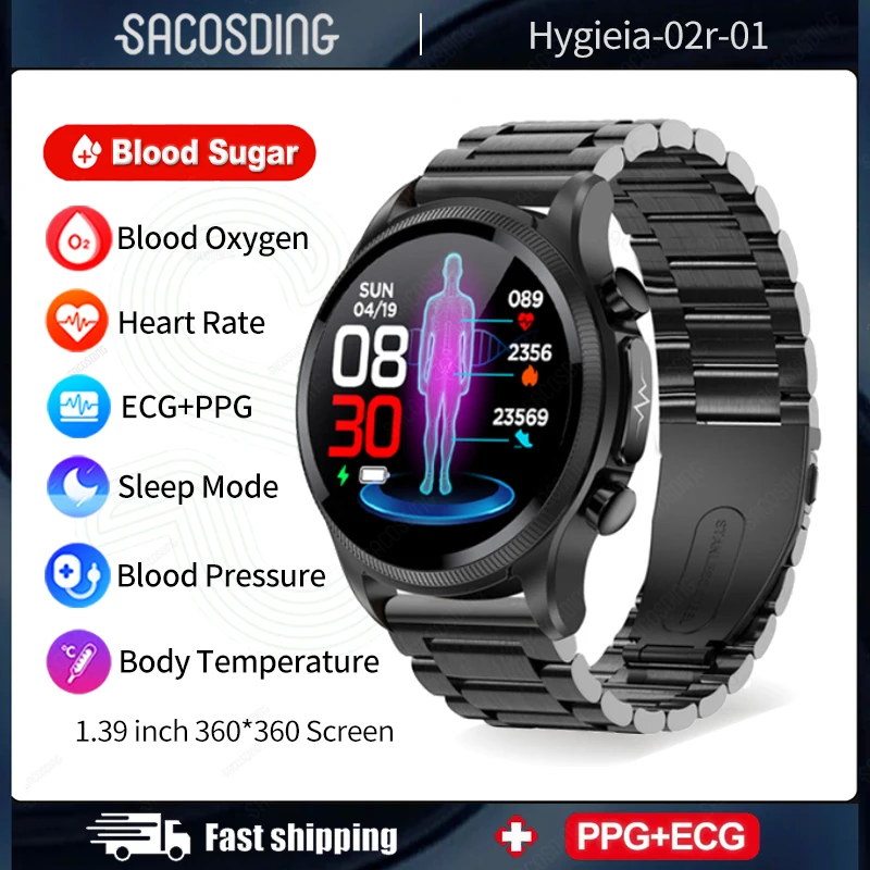 

Hygieia-02r-01 ECG+PPG Smart Watch Temperature Hypertension Hyperglycemia Hyperlipidemia Heart Rate Healthy Sport Smartwatch+Box