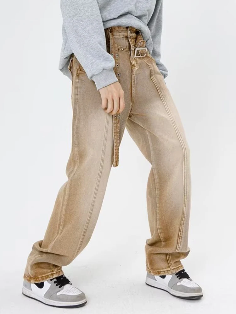 Men's Fashion Baggy Jeans Men Fashion Casual Wide Leg Jeans Men Streetwear Loose Hip Hop Straight Denim Pants Mens Trousers