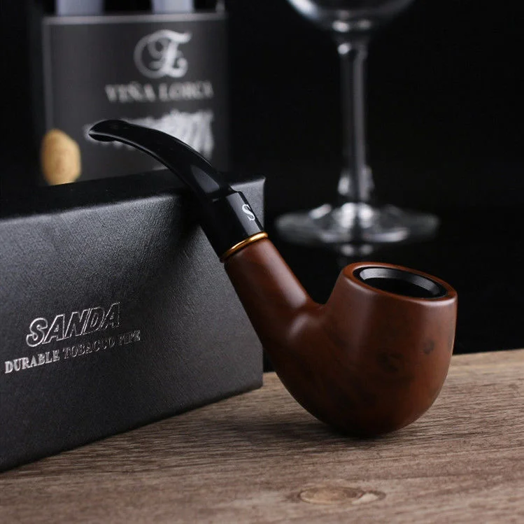 

Pipe Manual Solid Wood Cut Tobacco Heather Grain Cigarette Pot Old-fashioned Traditional Dry Pipe Filter Cigarette Bag Pot Men's