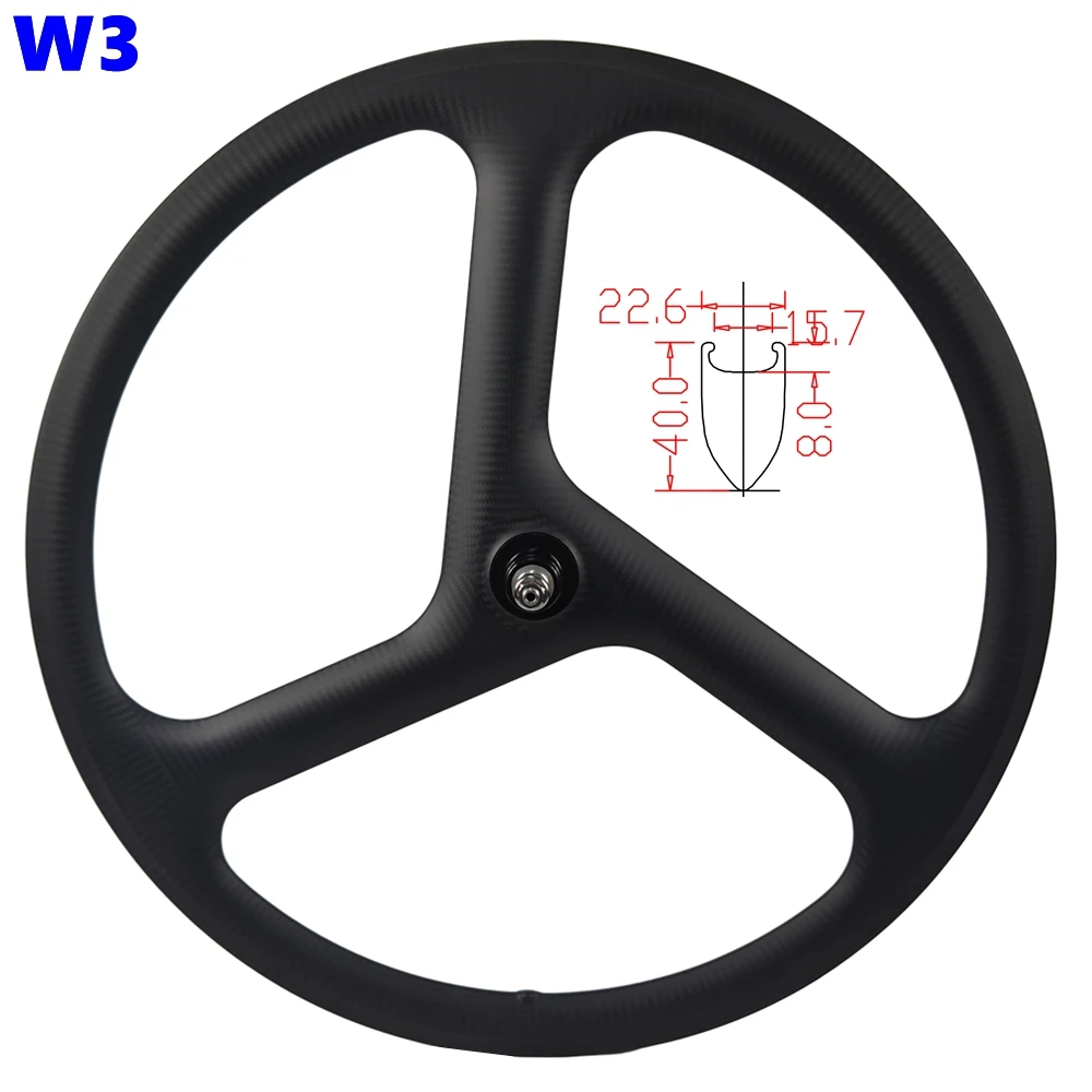 Фото Колесный комплект BIKEDOC W3 Carbon Track Wheel Clincher, 22,6 мм, 3 спицы, для велосипедов с фиксированной передачей, 700C №1
