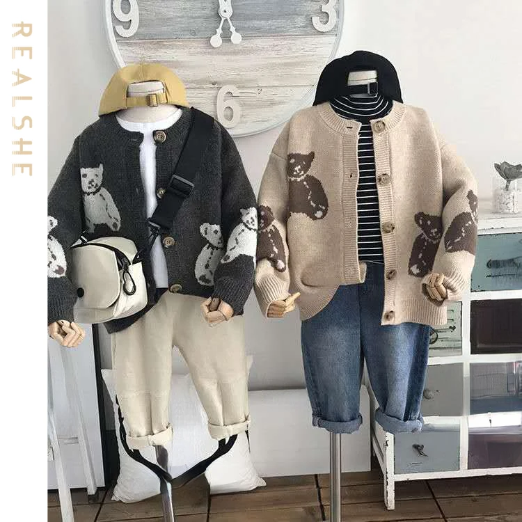 

Fshion Baby Girls Sweater Cute Boys Clothes 2023 New Children Cardigan Coat for Kids Cartoon Knit Sweater Jackets Autumn