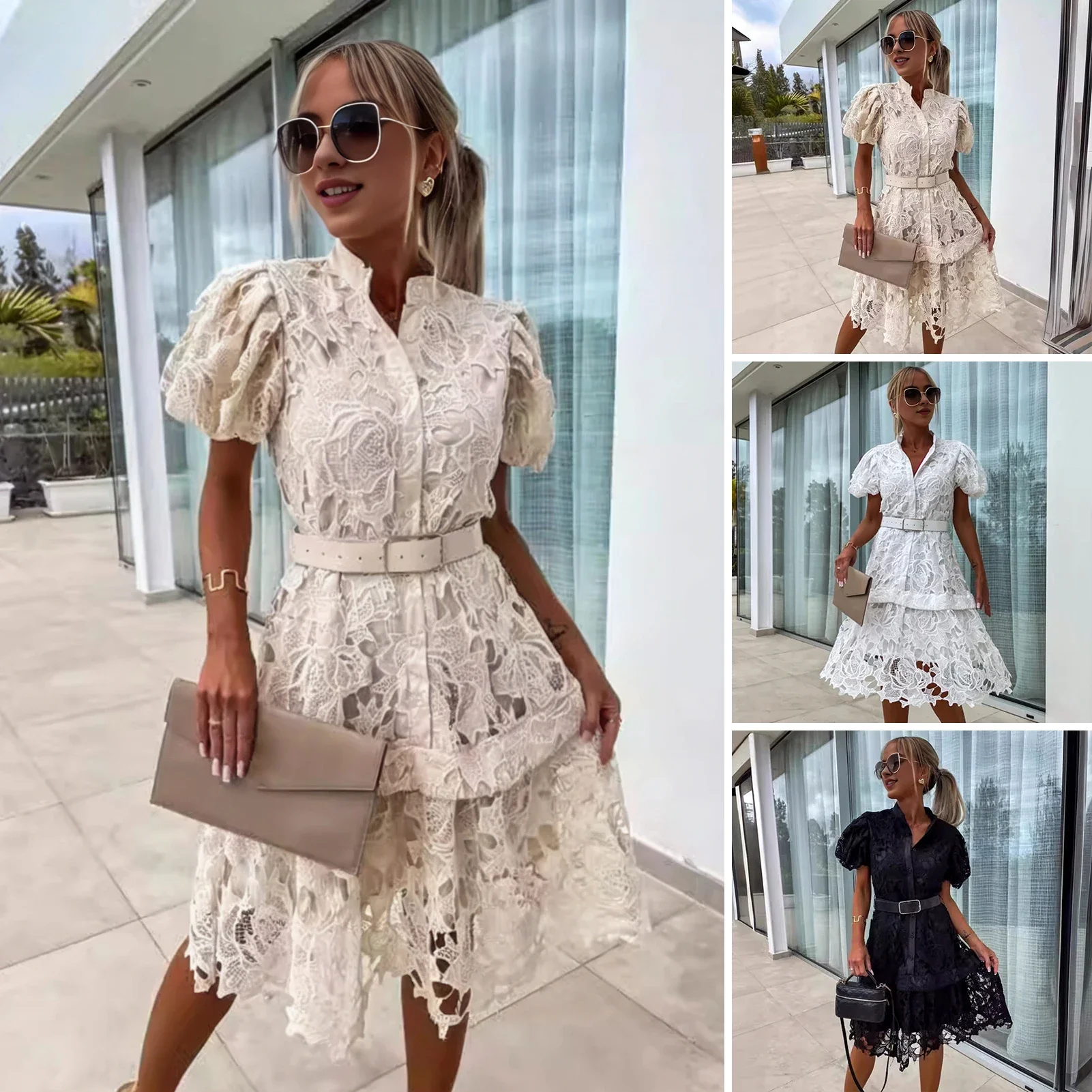 Новинка 2024 винтажные однобортные белые кружевные женские шорты в комплекте