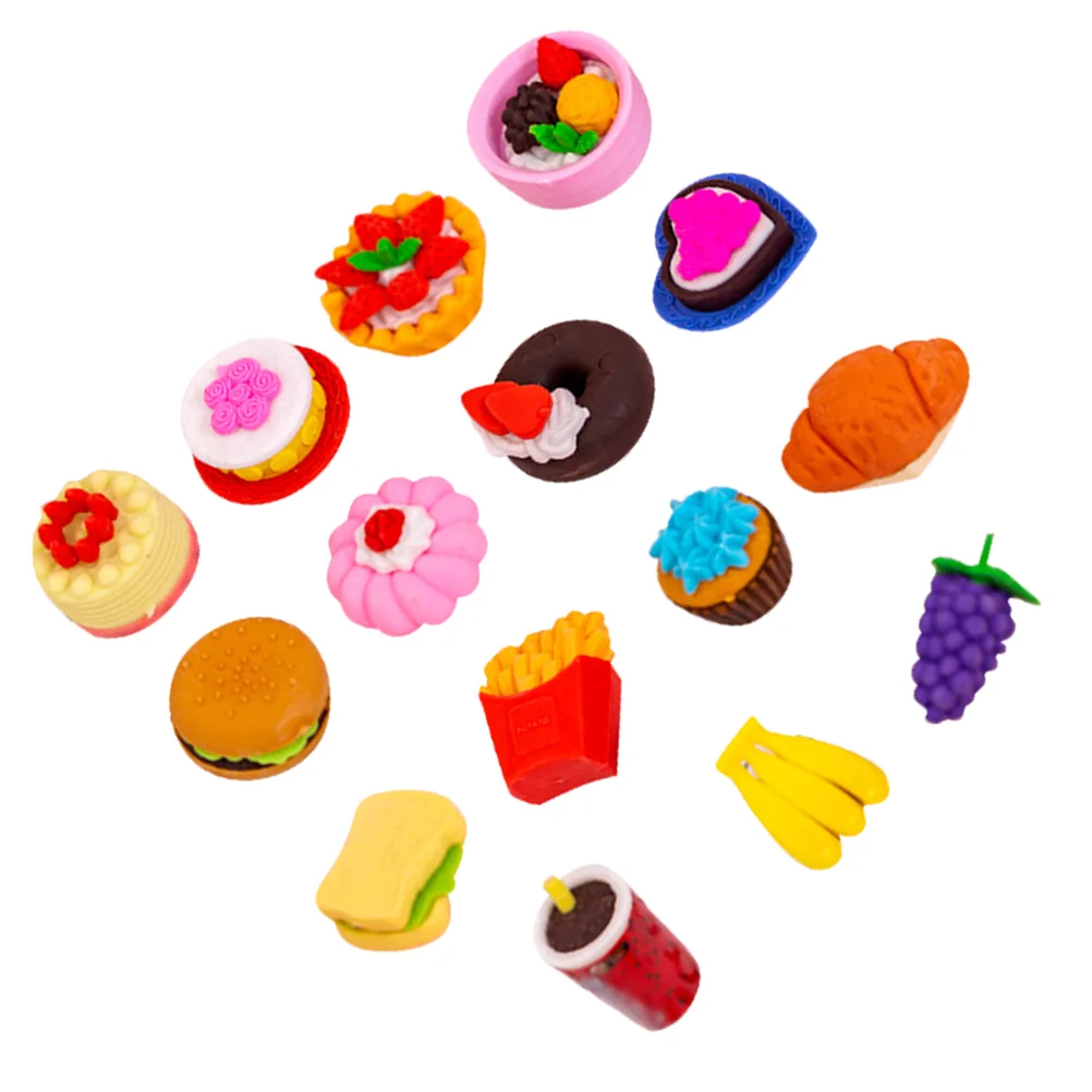 

15pcs Cake Dessert Erasers Fruit Erasers Food Take Apart Erasers for Kids (Random Style)