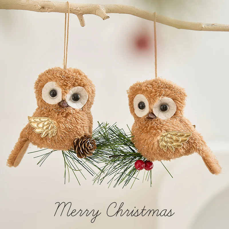 1/2Pcs New Christmas Tree Pendant Decoration Cute Owl Ornament Higher Quality Scene Atmosphere Decor Props