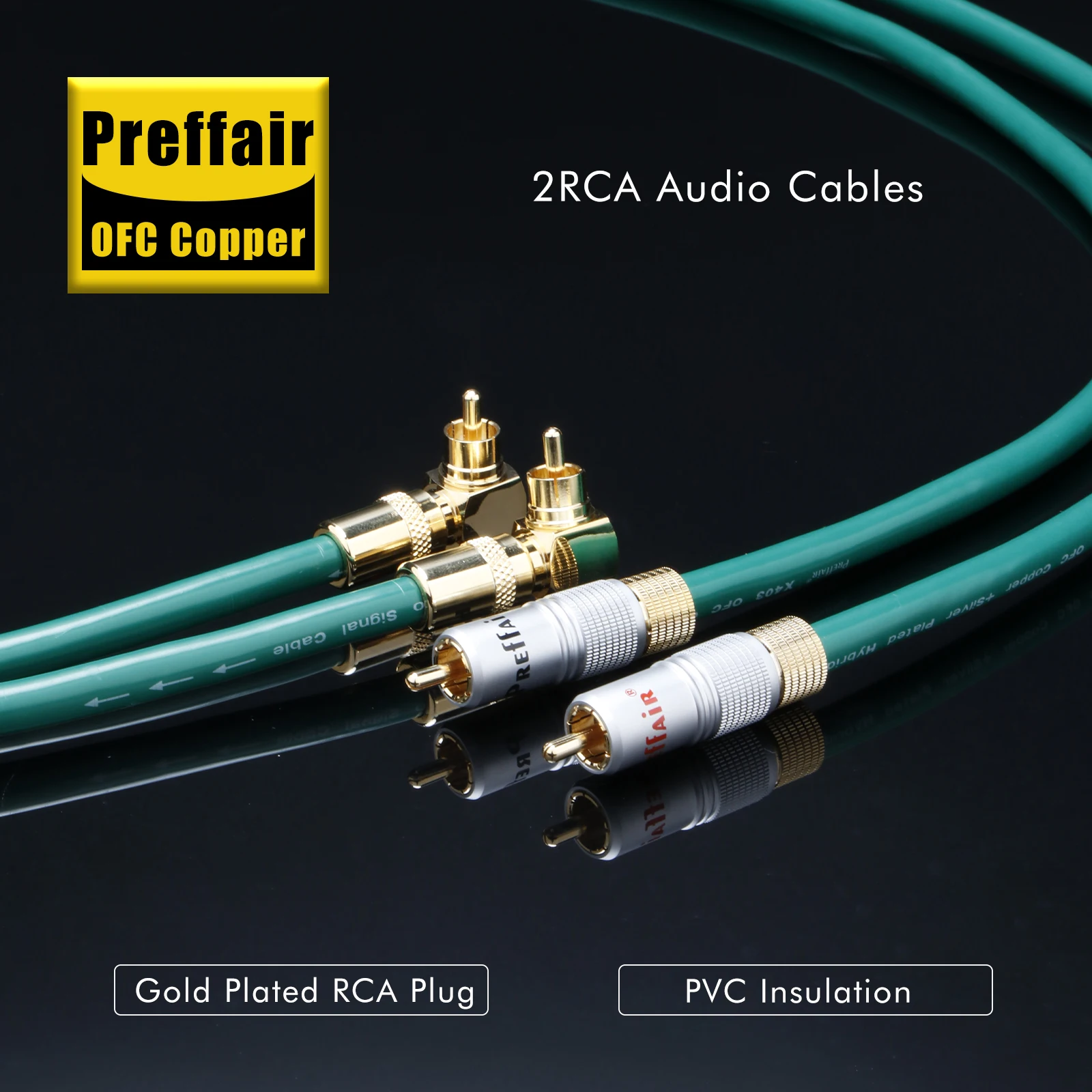 Фото Кабель Preffair Pair OFC из меди с серебряным покрытием, угловой RCA-разъем 90 градусов, аудиокабель с позолоченными коннекторами для CD-плееров, усилителей, микшеров №4