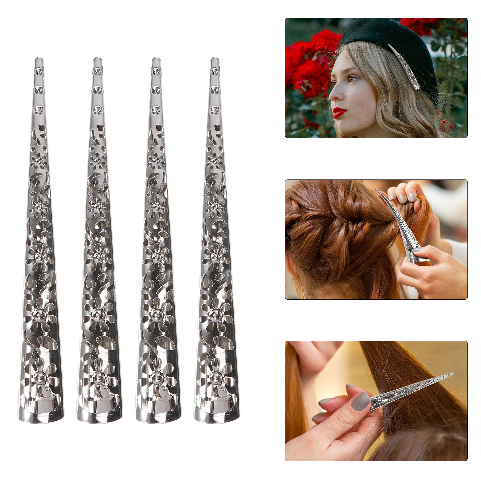 

Clips Hair Alligator Duckbill Clip Hairpin Vintage Crystalmetalflower Large Hollow Duck Bill Rhinestone Barrettes