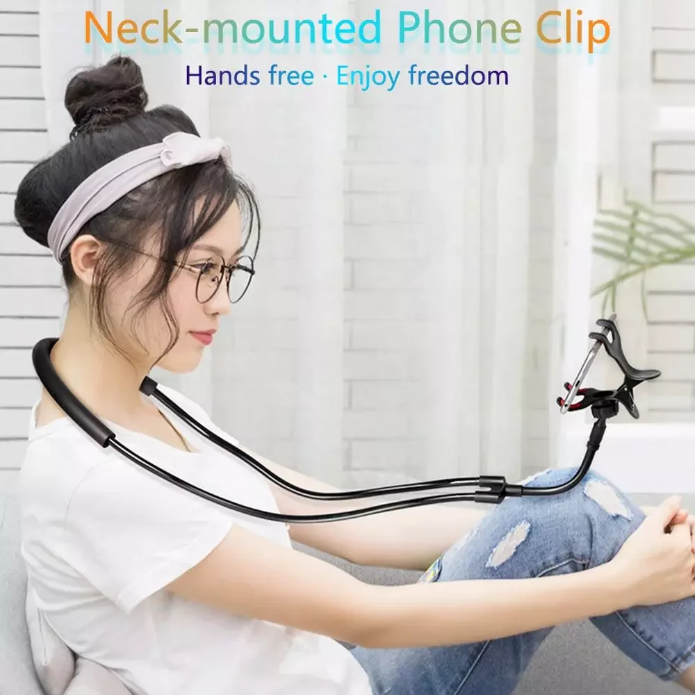 

Flexible Mobile Phone Holder Hanging Neck Lazy Necklace Bracket Bed 360 Degree Phones Holder Stand For iPhone Android