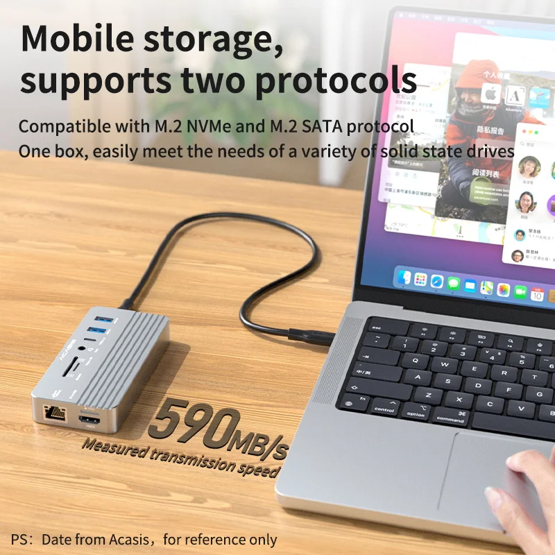 Док-станция Acasis USB 3 1 10 портов Тип C RJ45 HDMI поддержка карт TF/SD | Компьютеры и офис