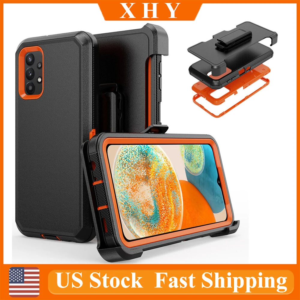 

XHY Armor Rugged Case For Samsung Galaxy A23 4G 5G Heavy Duty Hybrid Shockproof Defender Back Cover with Belt Clip Holster