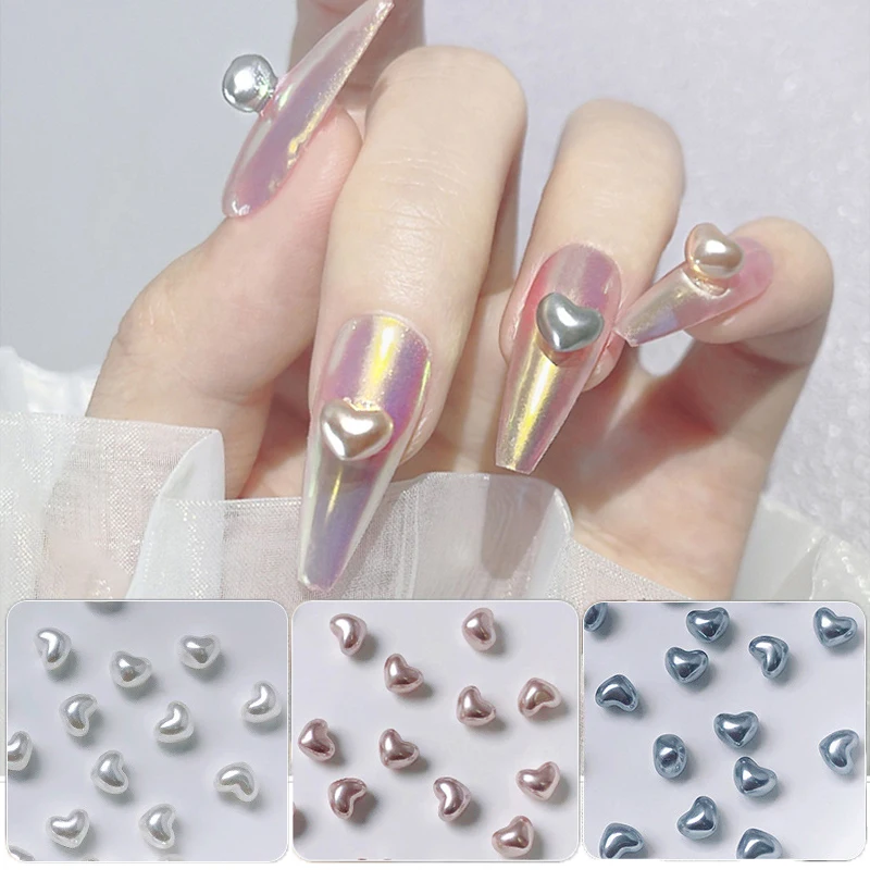 

HEALLOR 20pcs/ Box Shiny Highlight Nail Art Love Pearl Baroque Heart Diamond Nail Decoration DIY Nail Art Jewelry Accessories