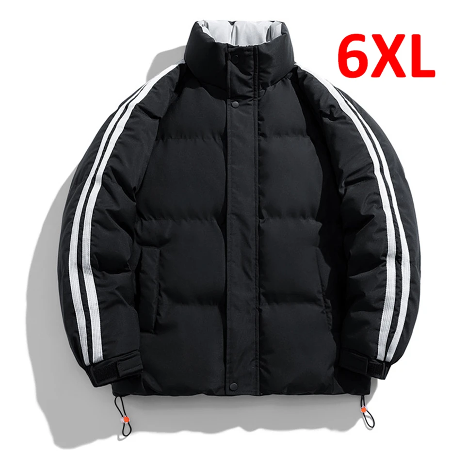 5XL 6XL Plus Size Padded Jacket Men Winter Parkas Thick Jackets Fashion Stand Collar Parkas Warm Coats Male Outdoor Outerwear