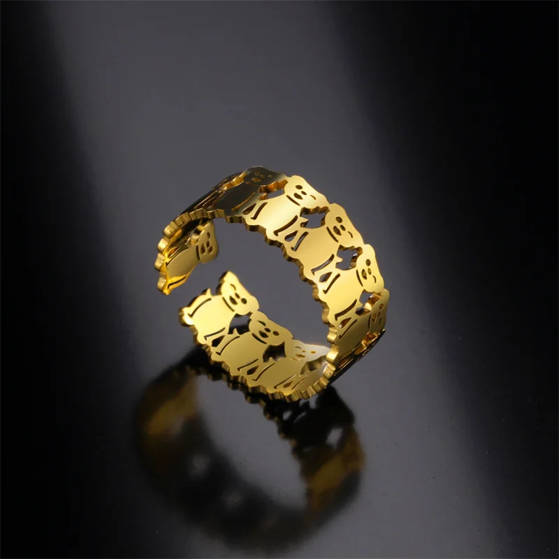 

Cute Pet Dog Rings Stainless Steel Casual Animal Adjustable Open Finger Rings for Women Girls Gift 2023 Trendy Jewelry Wholesale