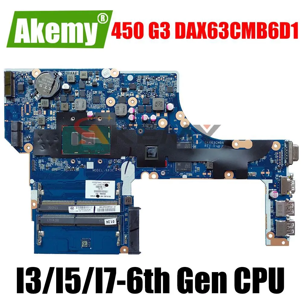 

DAX63CMB6D1 DAX63CMB6C0 Motherboard For HP ProbBook 450 G3 470 G3 Laptop motherboard Mainboard R7 M340 GPU I3 I5 I7 6th Gen CPU