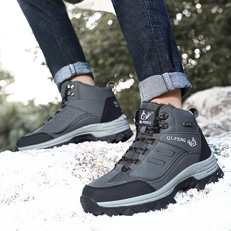 Waterproof Outdoor Boots Winter Fashion Men Hiking Sport Shoes Super Warm Breathable Trekking Climbing Sneakers Man Casual Boots