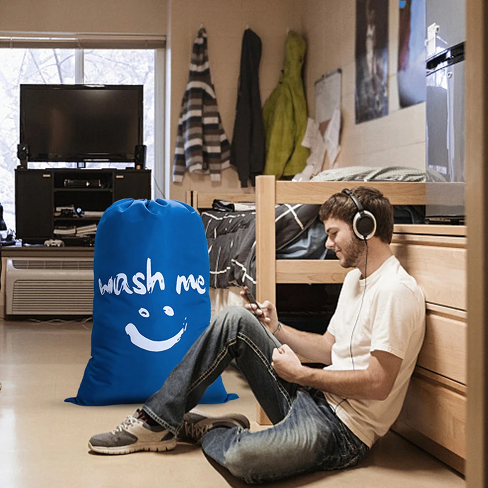 

Smiley Face Printing Travel Bags Large Capacity Laundry Bag Washable Dirty Clothes Storage Organizer Household Drawstring Bag