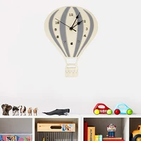 wall clock for children silent non ticking wooden mute cartoon hot air balloon clocks kids bedroom nursery office kitchen decor