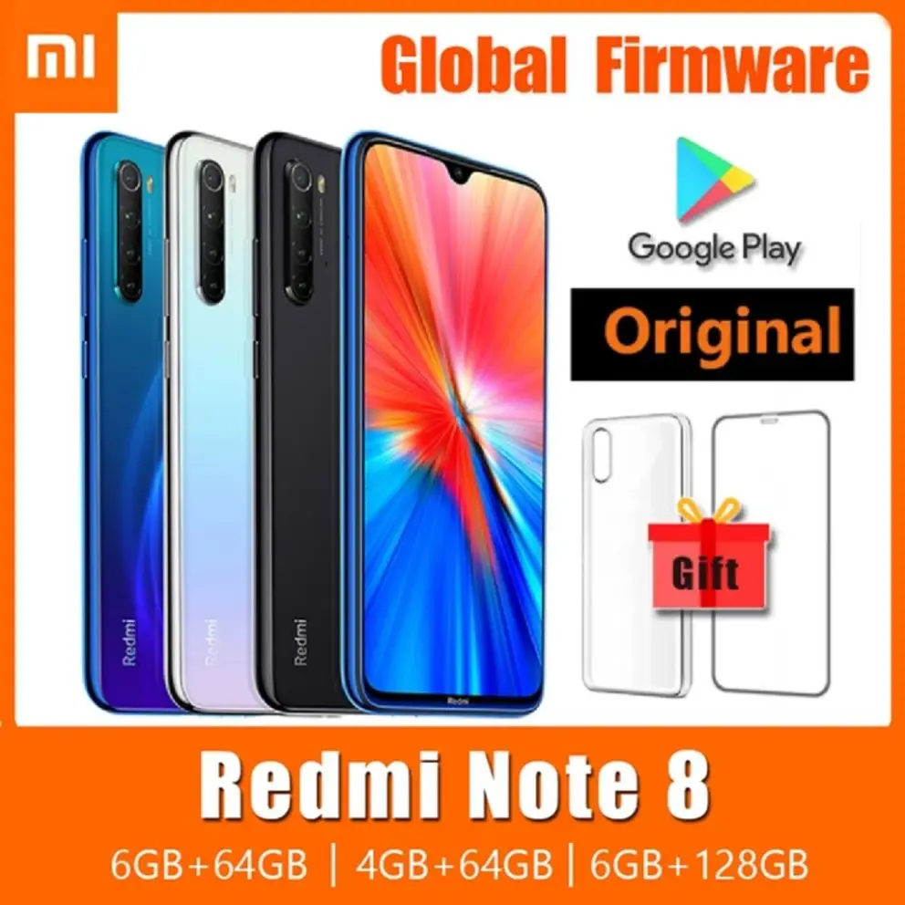 xiaomi cellphone redmi note 8 note8 2021 smartphonewith phone case original android phone 4000mah baterry quad cmaera free global shipping
