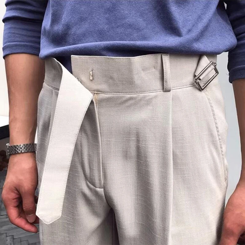 Шорты мужские с завышенной талией винтажные модные однотонные свободные