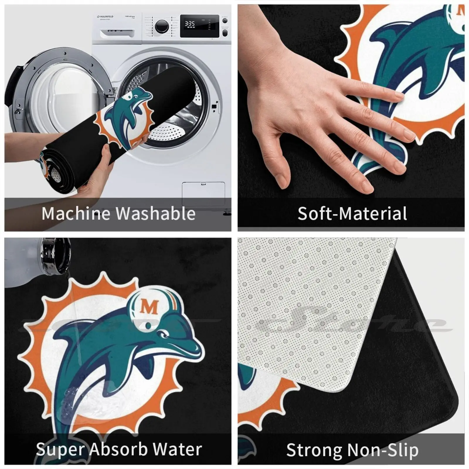 Ковер иконы и дельфинов майами нескользящий коврик для впитывания воды дверной с