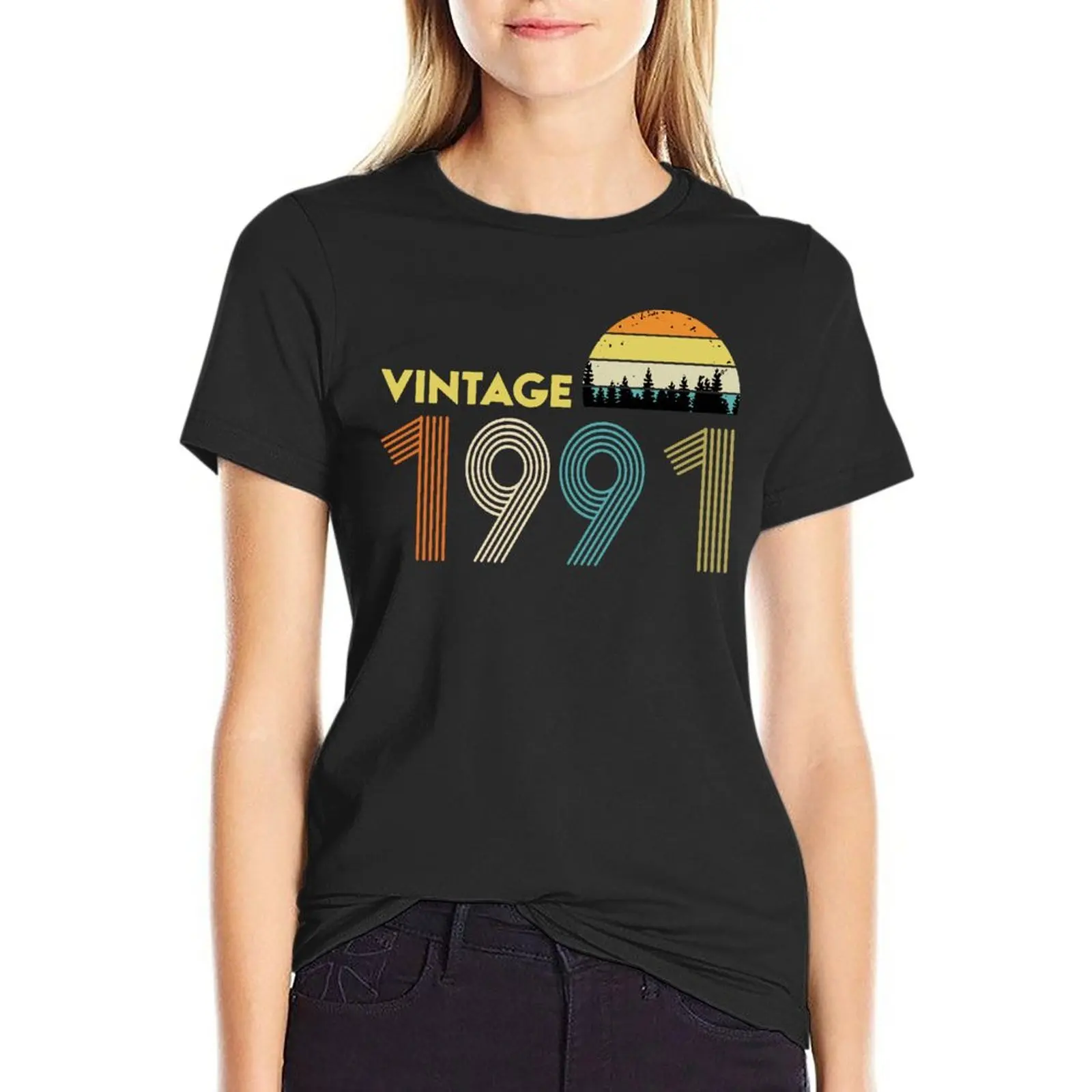 

Vintage 1991 Gift Father'S Day Oversize T Shirts Harajuku Women Clothes Short Sleeve Streetwear Plus Size Top Tee