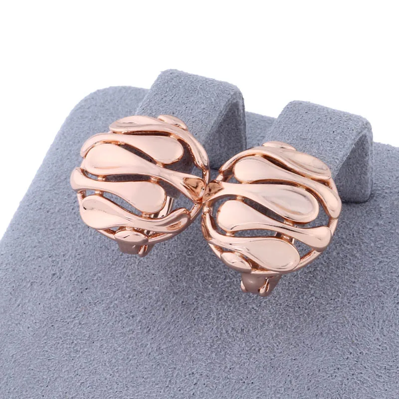 

2023 Luxury Jewelry Unique Round Earrings for Women Micro-wax Inlay Natural Zircon 585 Rose Gold Color Daily Vintage Jewelry