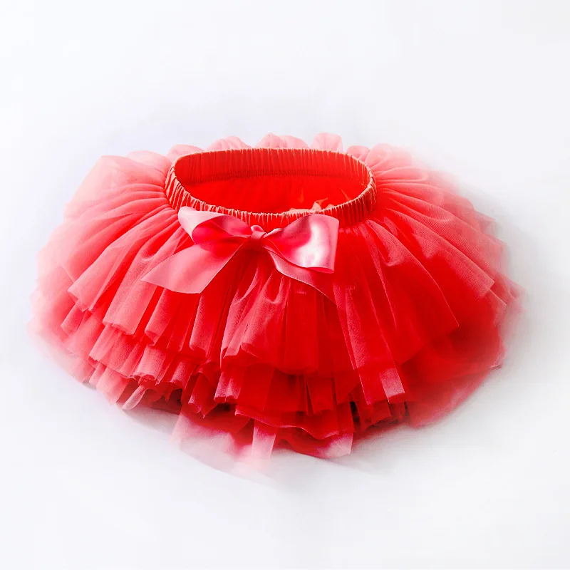 Tutu Skirt For Girl + Headband Infant Newborn Diapers Cover 2pcs Set Solid Bow Baby Tulle Skirt 0-2 Years images - 6