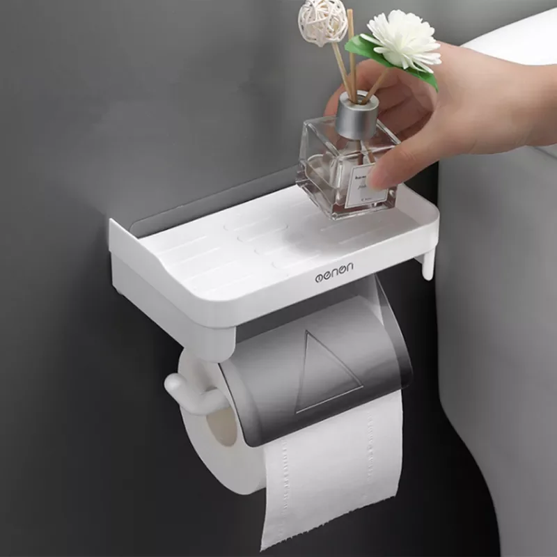 

Bathroom Toilet Towel Paper Holder Phone Holder Wall Mount WC Rolhouder Paper Holder With Shelf Towel Rack Tissue Boxes 3 Colors