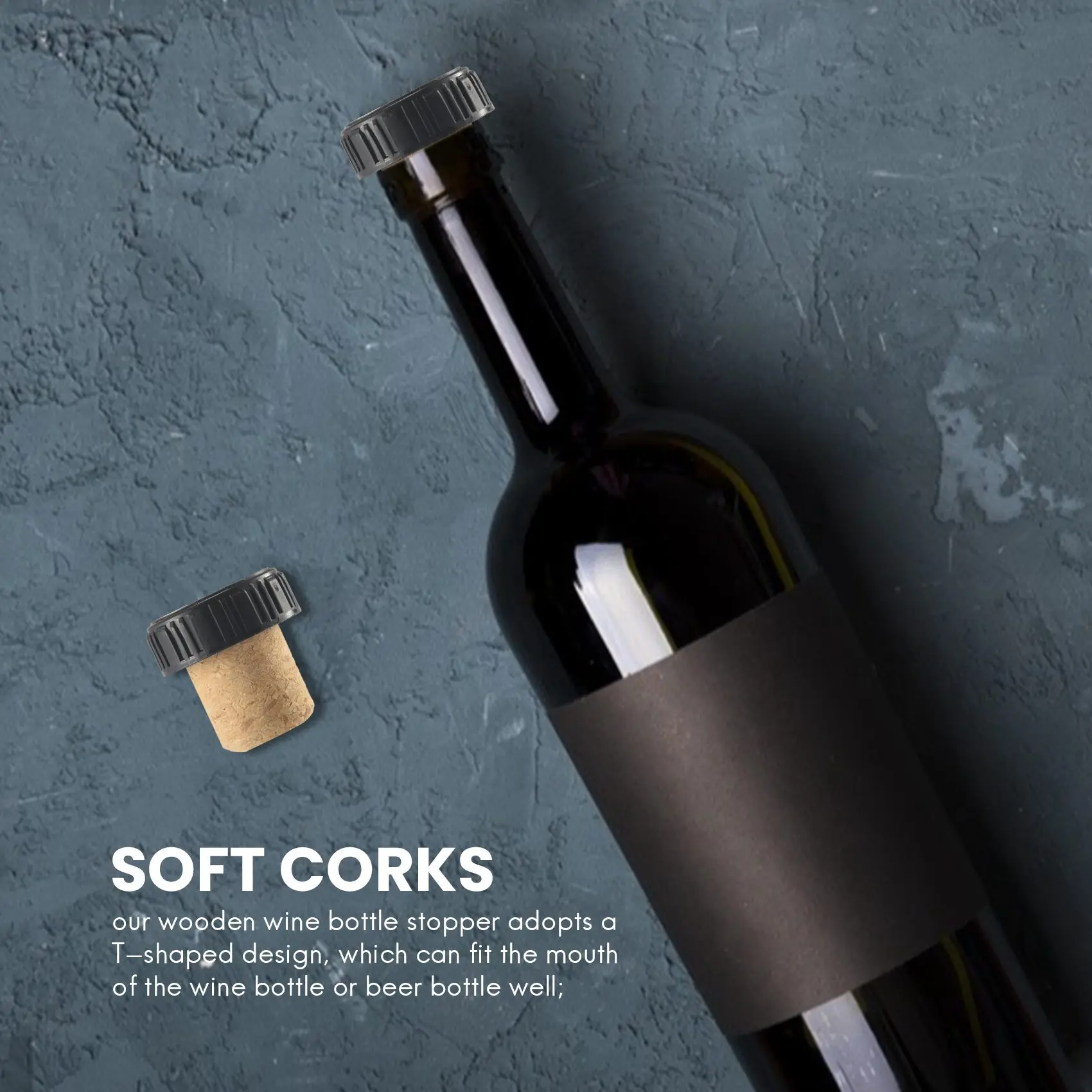 Цельные пробки для дегустации Т-образные винные с верхней частью деревянная