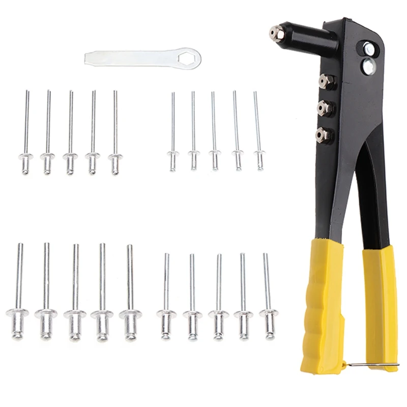 

200Pcs Boxed Blind Rivet Round Head Pull Studs Aluminum Rivet 2.4/3.2/4.0/4.8Mm + Yellow Rivet Gun
