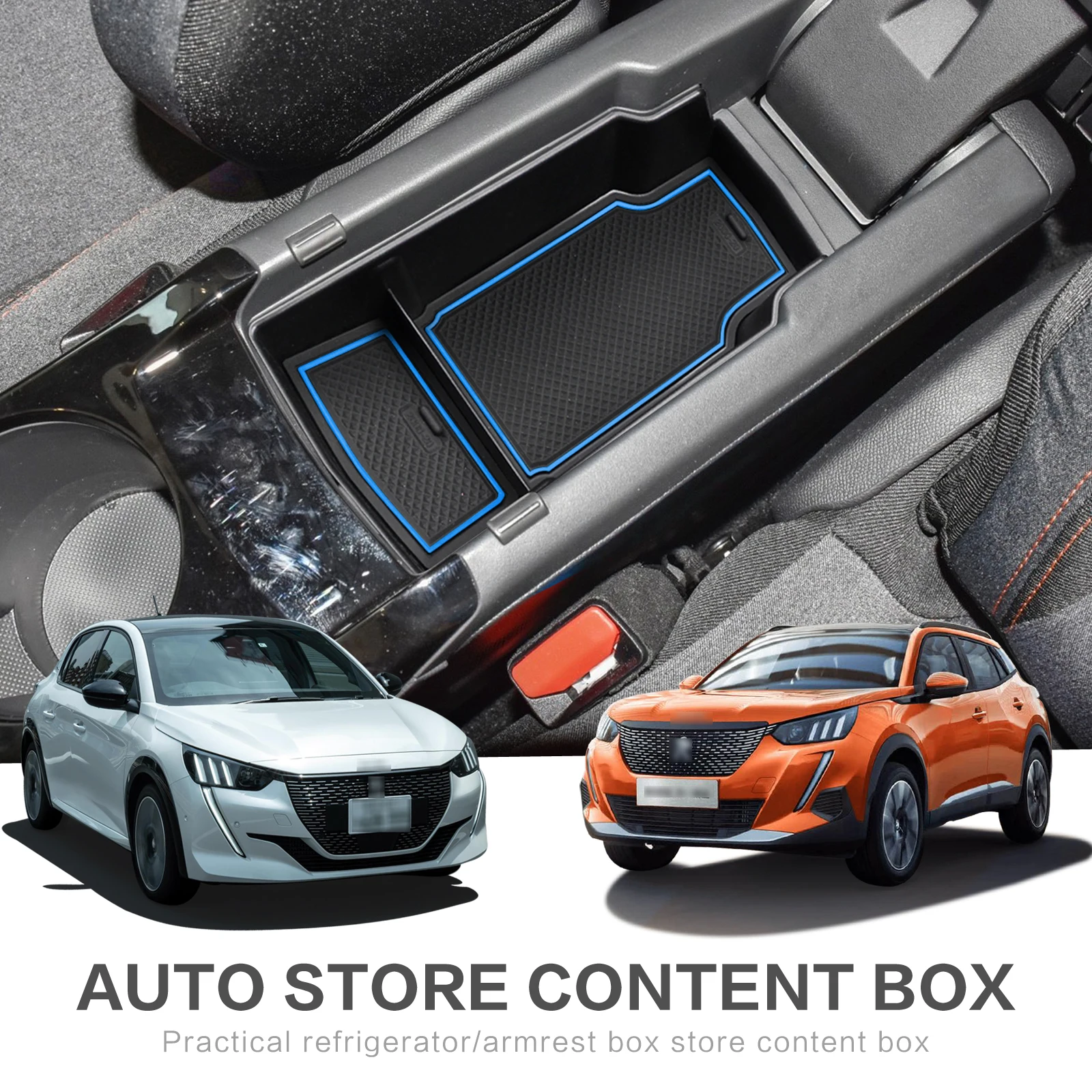 Center Console Armrest Storage Box for Peugeot 208 e-208 2019 - 2022 E208 2008 GT E2008 e-2008 Accessories Tray Organizer