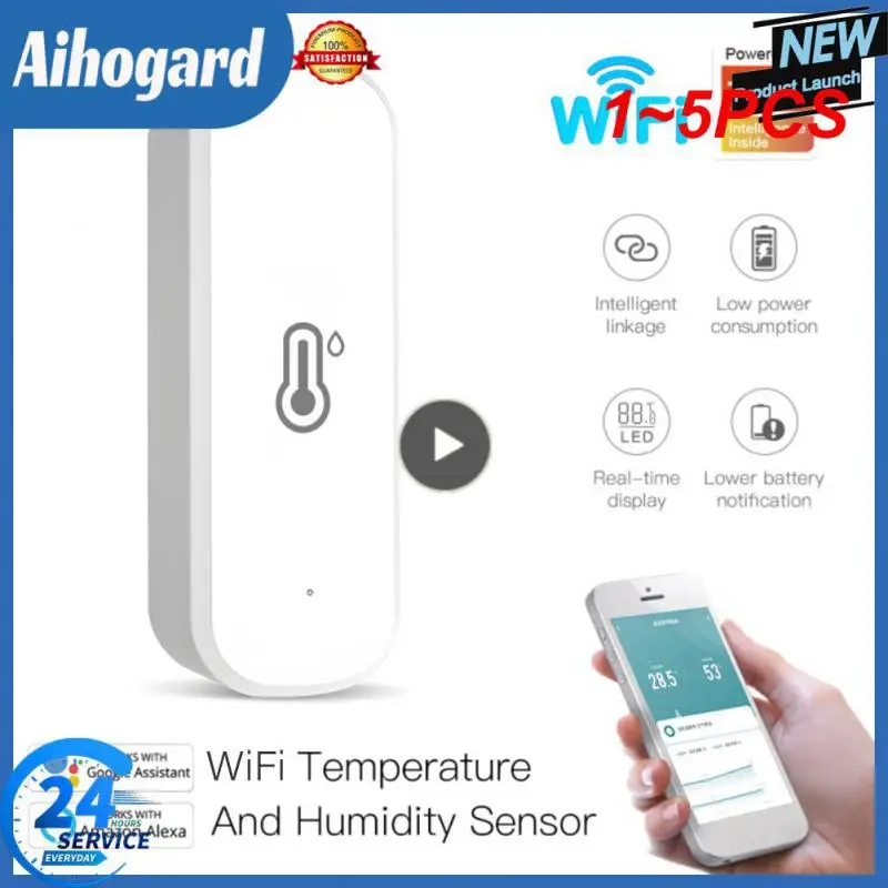 

Датчик температуры и влажности Tuya Wi-Fi, комнатный термометр-гигрометр, умное быстрое устройство для Smart Life, Alexa, 1 ~ 5 шт.