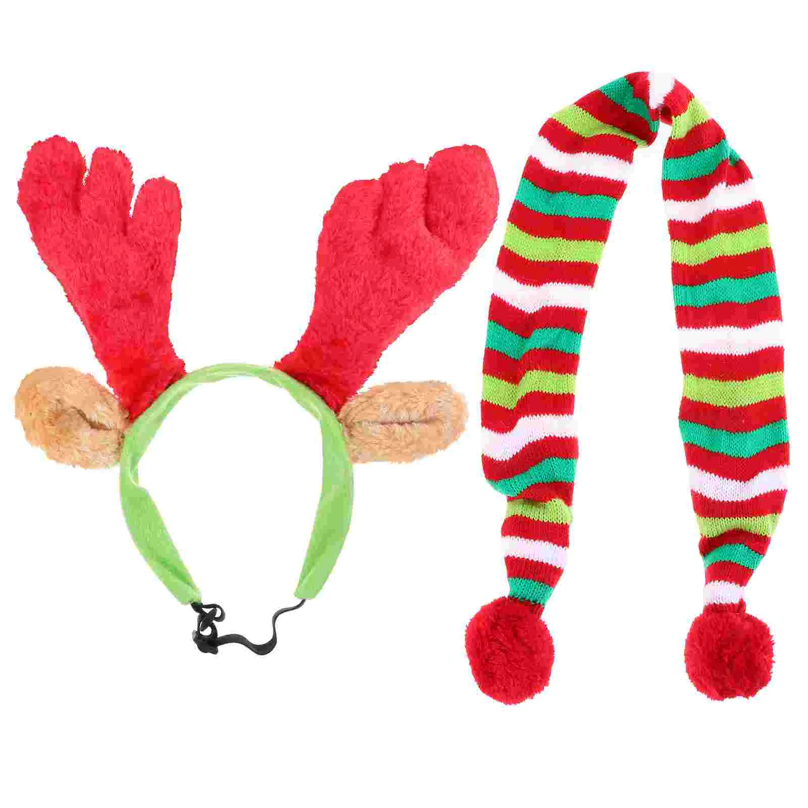 

1 Set Dog Costume Reindeer Antlers Headband with Christmas Scarf for Cat