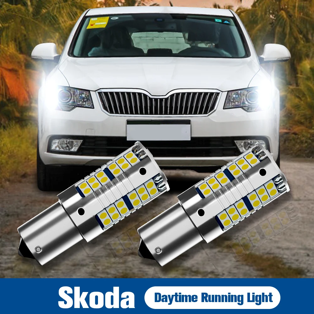 

2pcs LED Daytime Running Light P21W BA15S 1156 DRL Bulb Lamp Canbus Error Free For Skoda Octavia 2 A5 Superb Roomster Fabia mk2