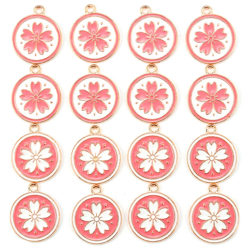15 шт. 29*17 мм розовый цвет вишни эмалевый сплав кулон для браслета серьги ручной