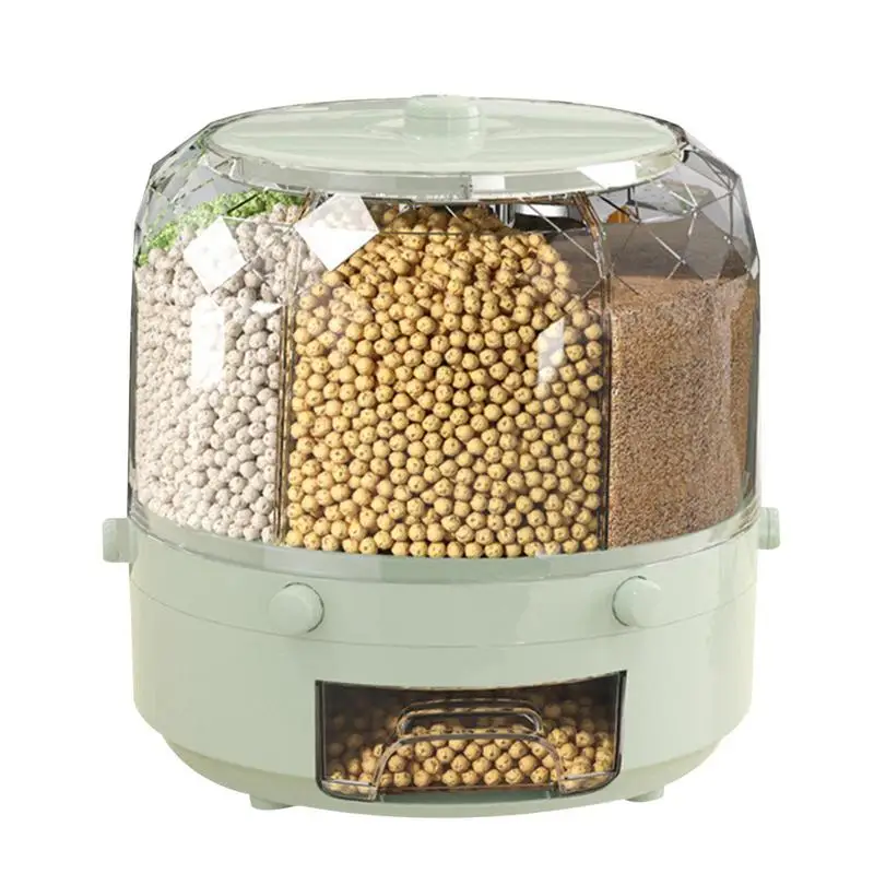 

Rotating Food Bucket Rotatable Cereal Grain Dispenser Rotatable Transparent Rice Storage Bucket For Countertop Cutlery Racks