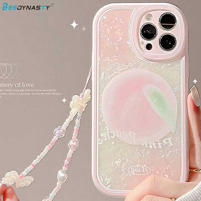 

BESD Kawaii shell art peach sweet Japanese Phone Case для iPhone 14 Plus 14 13 11 12 Pro Max Xs Max XR 7 8 Plus, милый мягкий чехол