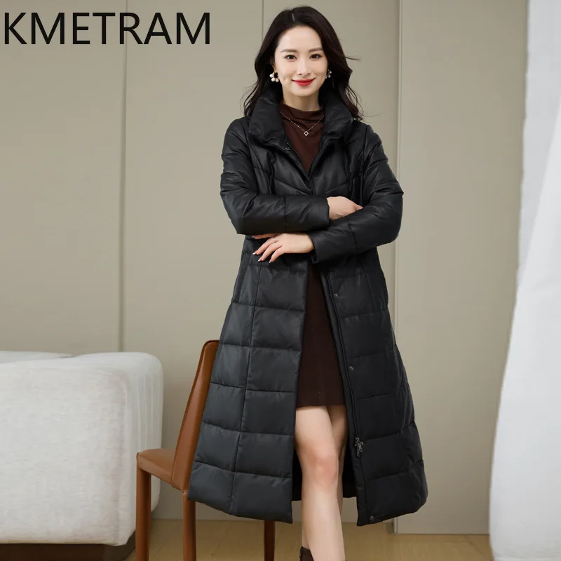 Длинные пуховые пальто из натуральной овчины женская одежда белая