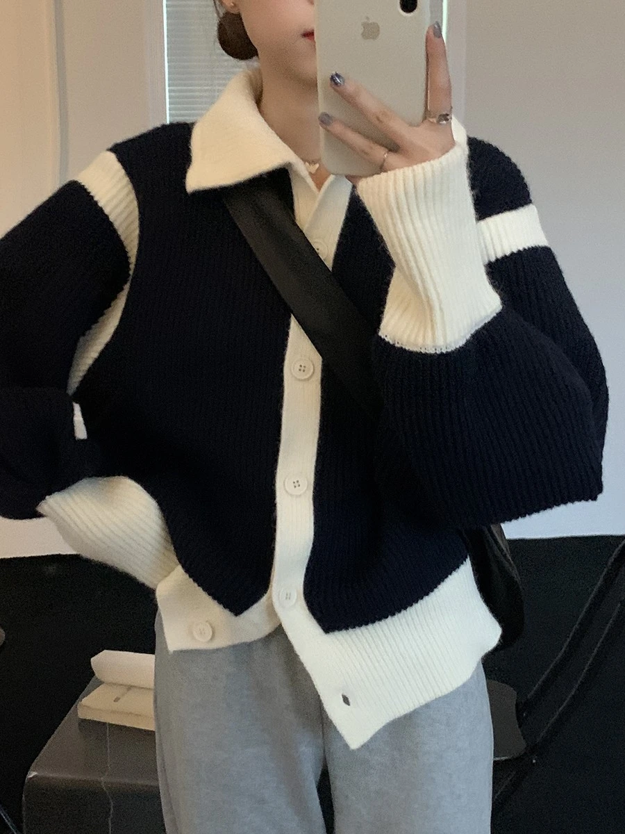 

Turtleneck Knitted Autumn Cardigans Women Single Breasted Jumpers Long Sleeve Casual Vintage Jacket Sweater Korean Streetwear