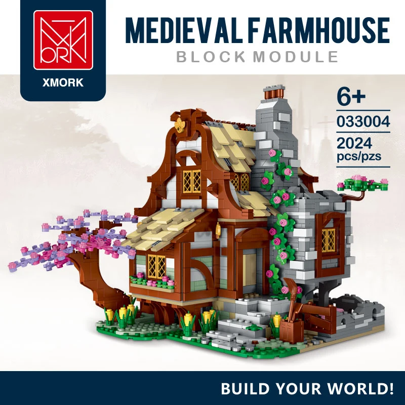 

MOC Medieval Farmhouse Building Blocks Models Compatible with Lego Streetview Modular City Architecture Toys Kid Childrens Gifts