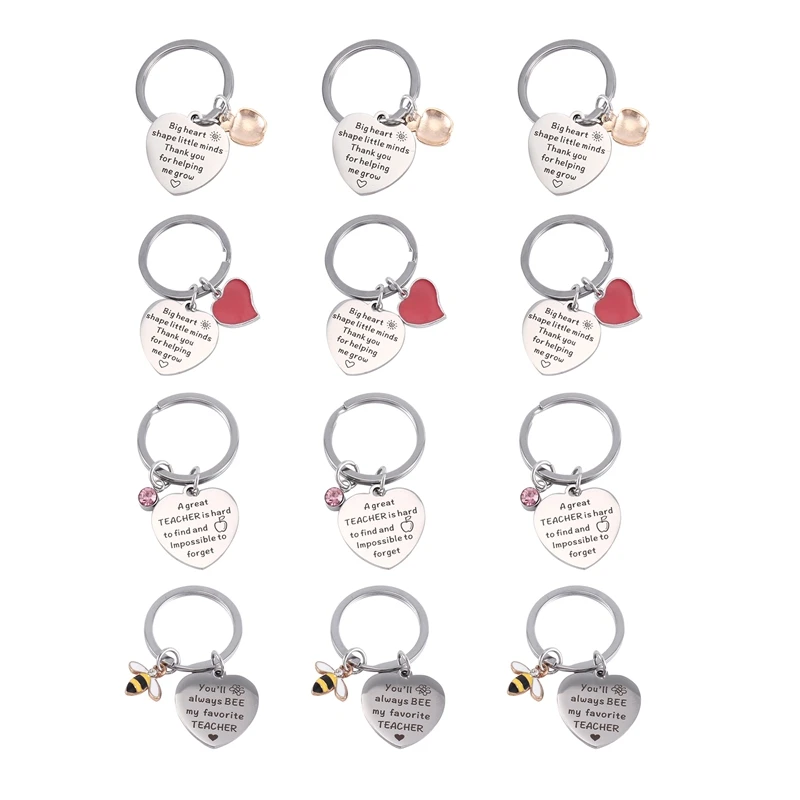 

12 Pieces Teacher Appreciation Keychain Gift Set Graduation For Teacher Thank You Gift For Teacher Love Keychain