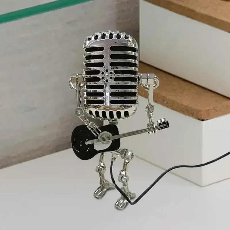 Настольная лампа в стиле стимпанк подставка винтажный микрофон гитара робот