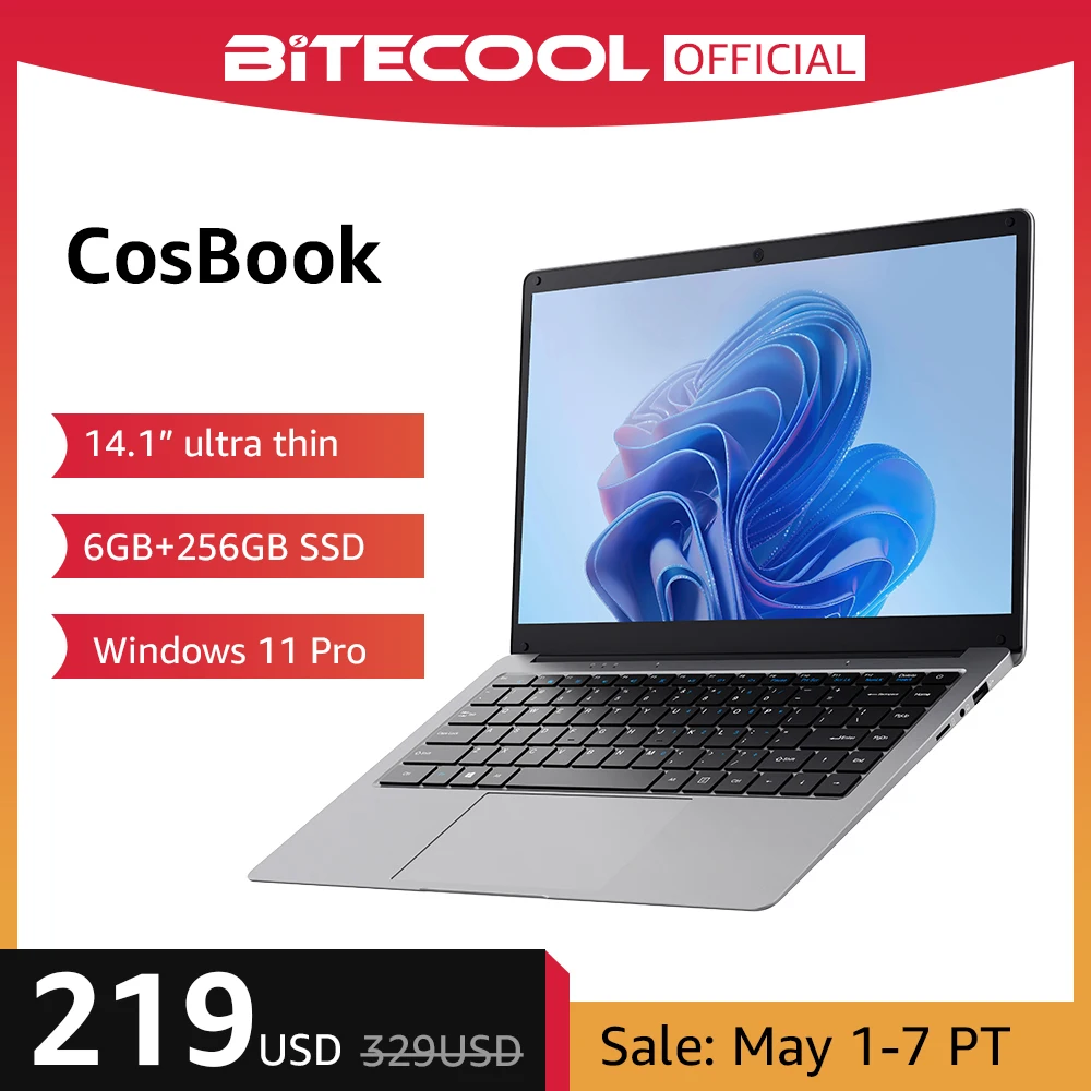 

Ноутбук Bitecool CosBook на Windows 11, 14,1 дюйма, FHD, Intel J4005, двухъядерный процессор, 6 ГБ ОЗУ, 256 Гб ПЗУ, SSD