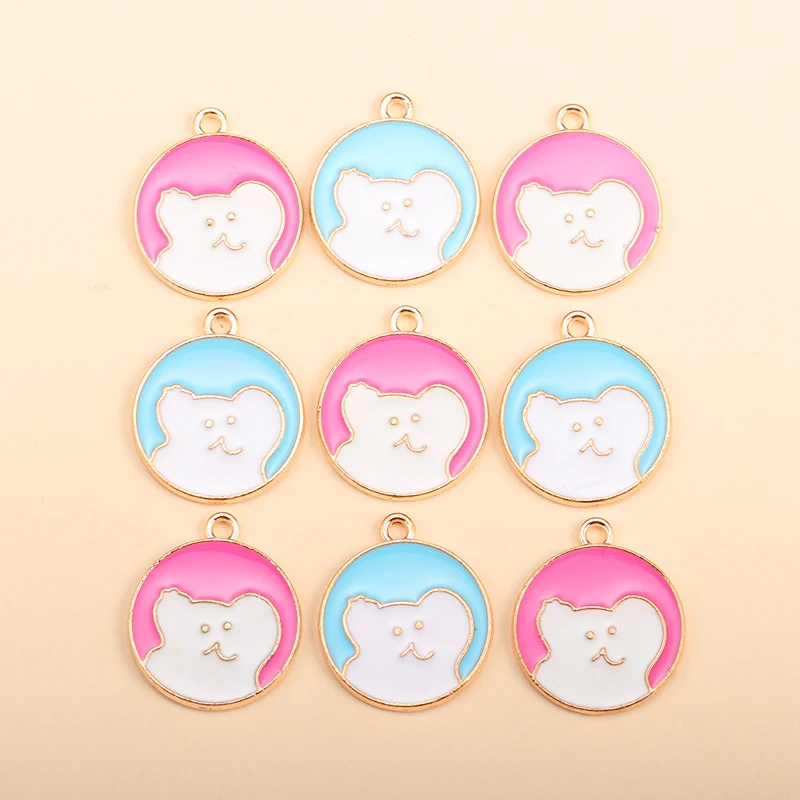 

10Pcs Metal Round Enamel Dog Charm For Jewelry Making Diy Kawaii Animal Earring Pendant Bracelet Necklace Accessories Supplies