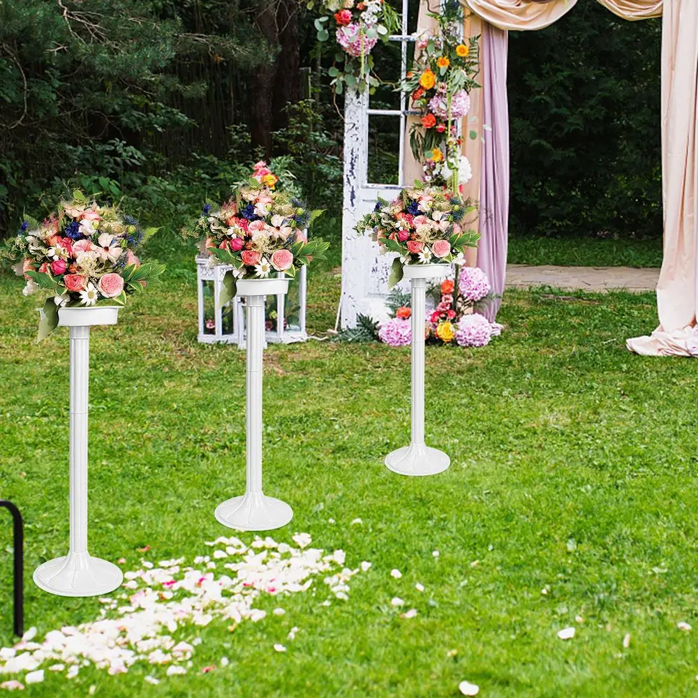 

Creative White Wedding Decoration Plastic Roman Column Road Cited Flower Rack Pillar For Baby Shower Event Site Layout 4Pcs