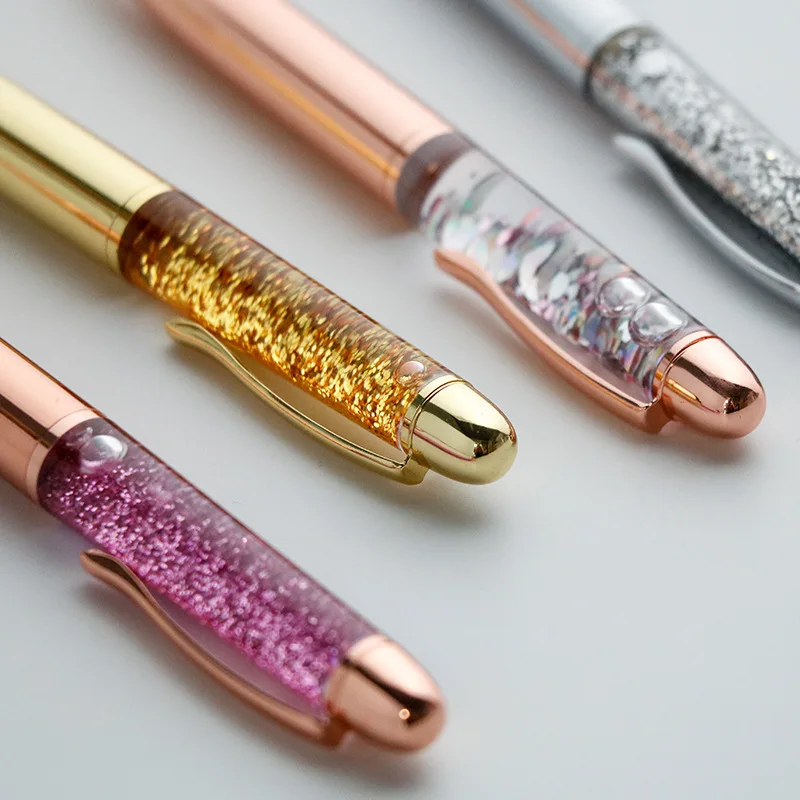 

50 PCS/Lot Luxury Foil Metal Roller Ballpoint Pen Office Birthday Gifts Rose Gold Silver