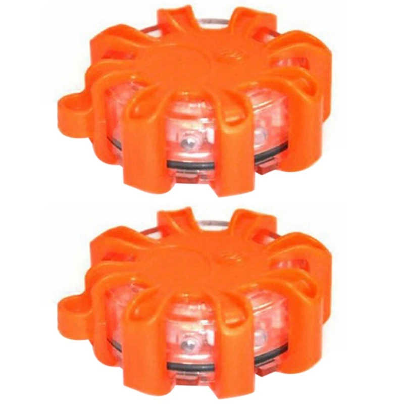 

2X 8LED Road Road Flare Flashing Warning Light Roadside Flare Emergency Disc Beacon With Magnetic Base