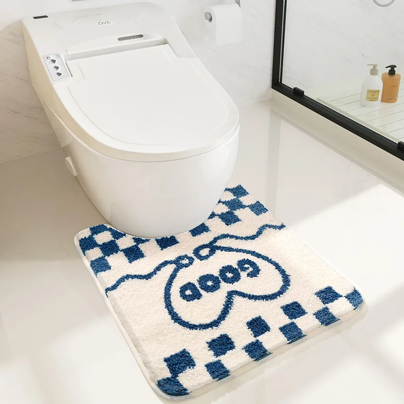 

Высококачественный U-образный коврик для ног для унитаза, Нескользящий Впитывающий Коврик для ванной, утолщенный плюшевый ковер для ванной ...