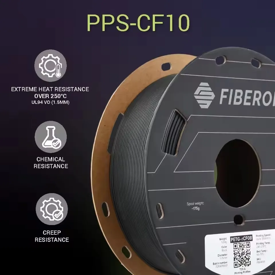 Фото Филамент Polymaker PPS CF10, армированный углеродным волокном, высокотемпературный, термостойкий инженерный материал для функциональных деталей, полученных методом 3D-печати. №1
