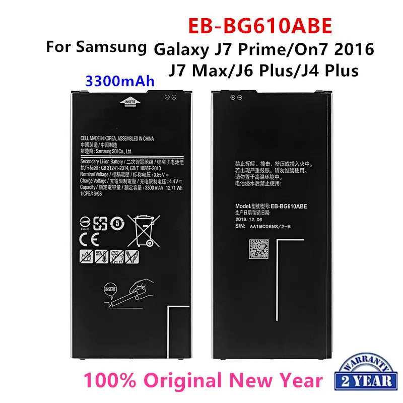 

100% Orginal EB-BG610ABE 3300mAh Battery For Samsung Galaxy J6 Plus J6+ SM-J610F / J4+ J4PLUS 2018 SM-J415 / J4 Core J410