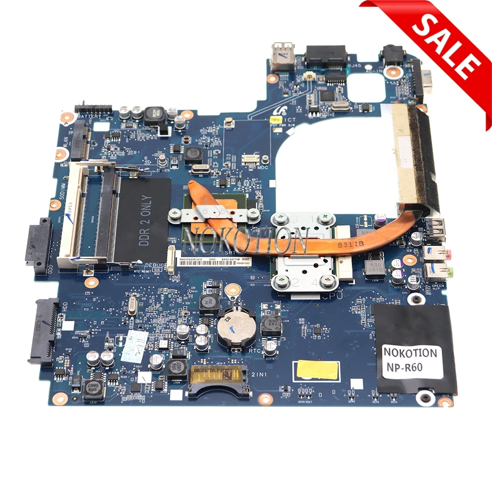 

BA92-05127A BA92-05127B BA92-04773A BA92-04773B For SAMSUNG NP-R60 R60 Laptop Motherboard With Heatsink+CPU+ ATI RS600ME
